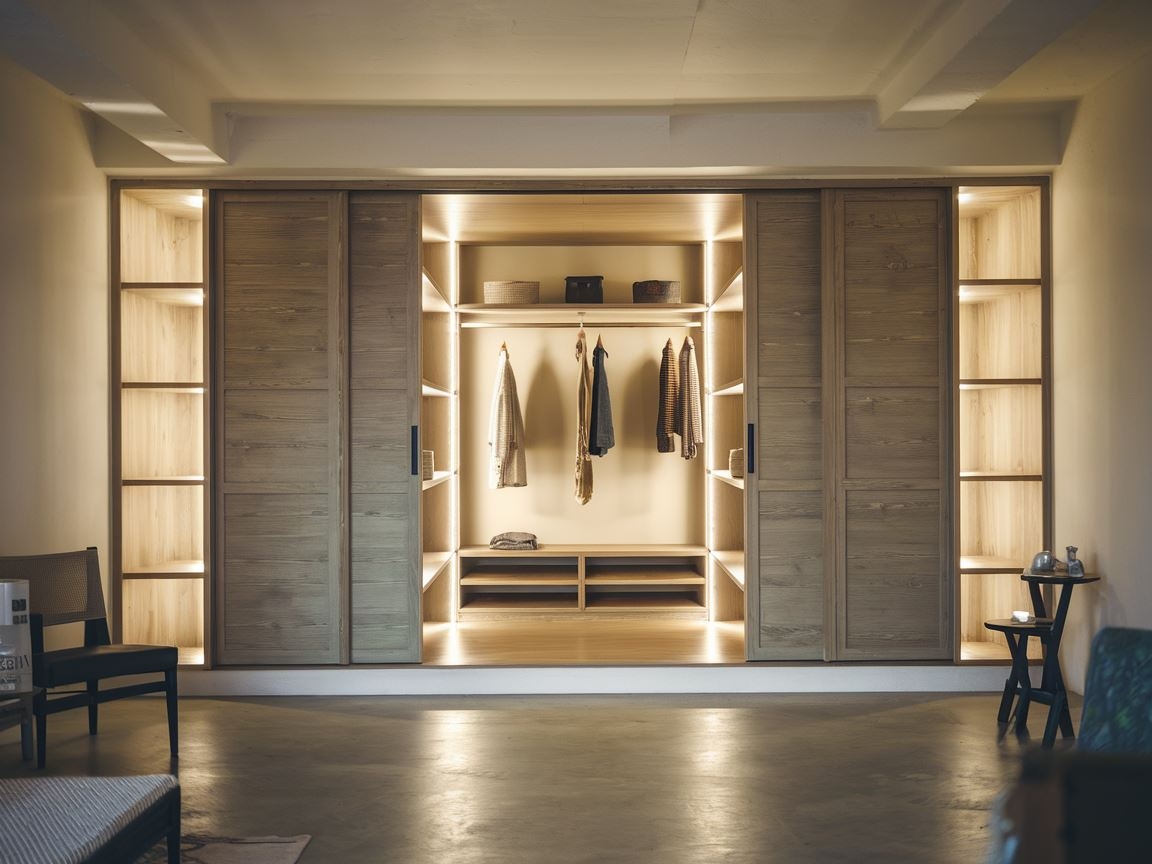 wnętrze szafy z plecami